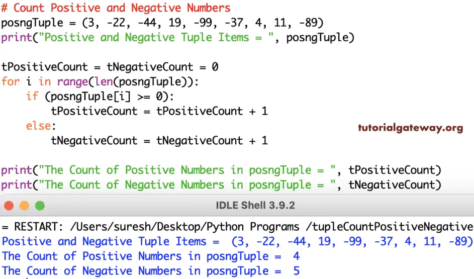 python-program-to-count-positive-and-negative-numbers-in-tuple